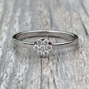 Bague fleur diamants en or 18 carats d’occasion