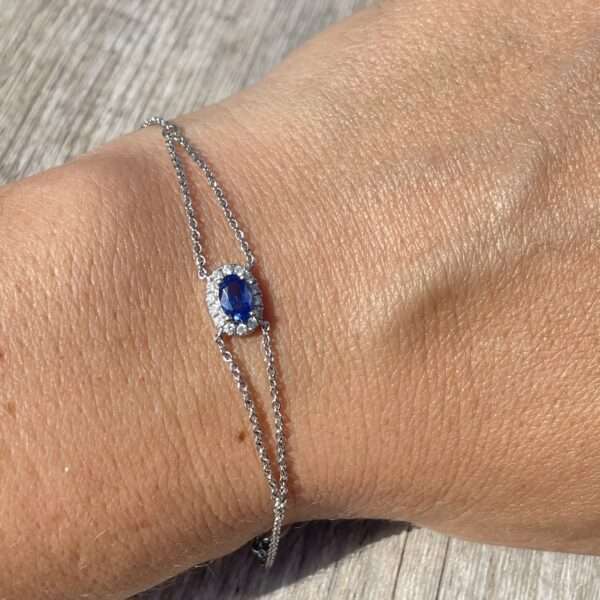 Bracelet Marguerite saphir diamants or 18 carats occasion