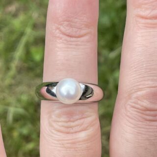 Bague perle de culture en or 18 carats d&rsquo;occasion