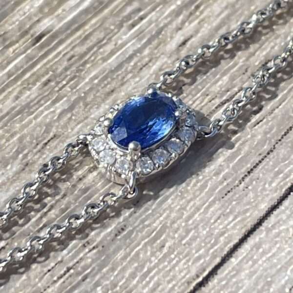 Bracelet Marguerite saphir diamants or 18 carats occasion
