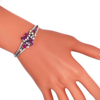 Bracelet rubis diamants en or 18 carats d&rsquo;occasion