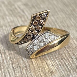 Bague diamants bruns en or 18 carats d&rsquo;occasion