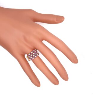 Bague harem rubis et zirconiums en or 18 carats d&rsquo;occasion