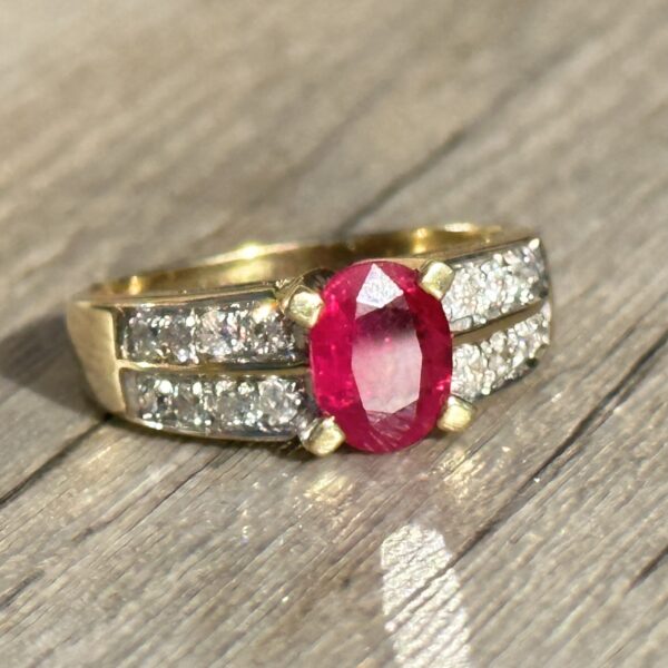 Bague rubis diamants or 18 carats occasion