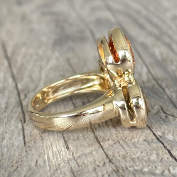 Bague citrine quartz fumés or 18 carats occasion