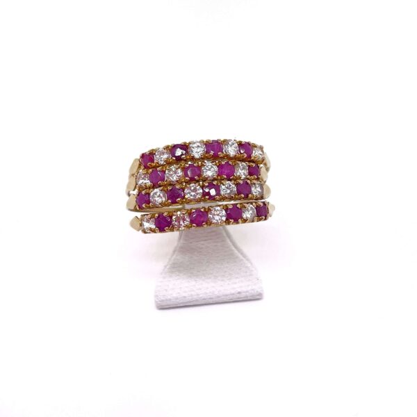 Bague harem rubis et zirconiums or 18 carats occasion