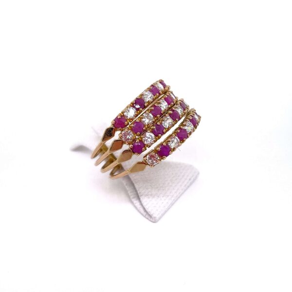 Bague harem rubis et zirconiums or 18 carats occasion