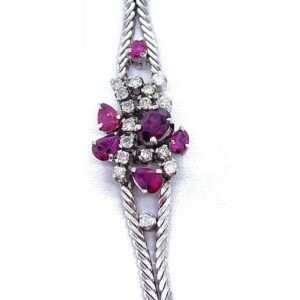 Bracelet rubis diamants en or 18 carats d’occasion