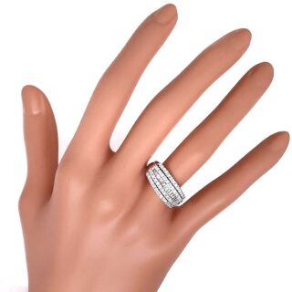 Bague diamants baguettes et brillants en or 18 carats d&rsquo;occasion