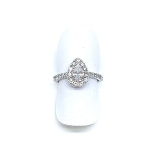 Bague Halo diamants en or 18 carats d&rsquo;occasion