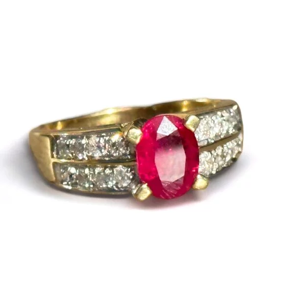 Bague rubis diamants or 18 carats occasion