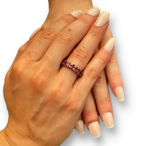 Alliance tour complet grenats en or 18 carats d’occasion