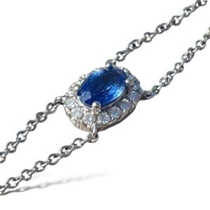 Bracelet Marguerite saphir diamants en or 18 carats d’occasion