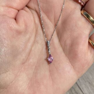 Collier saphir rose diamants en or 18 carats d&rsquo;occasion