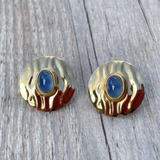 Boucles d’oreilles saphirs cabochons en or 18 carats d&rsquo;occasion