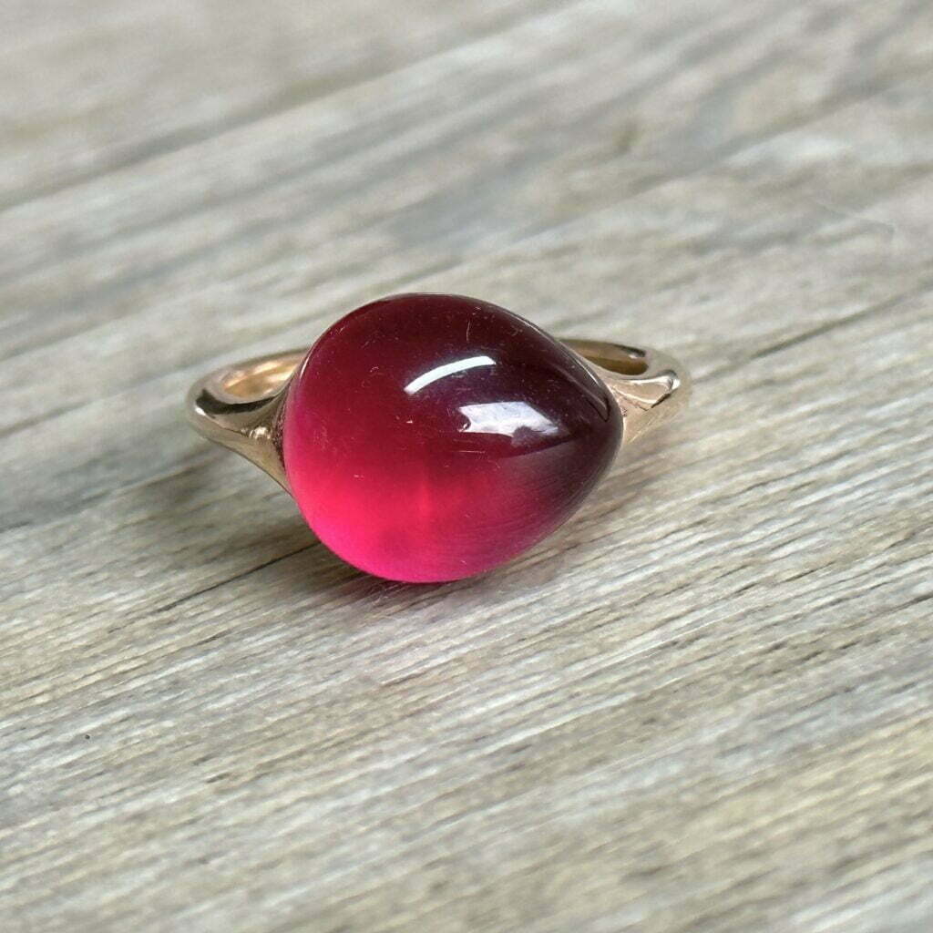 Bague En Argent 925 Avec Tourmaline Rubellite De 10.25 Ct - Certifiée AGI, Taille 60