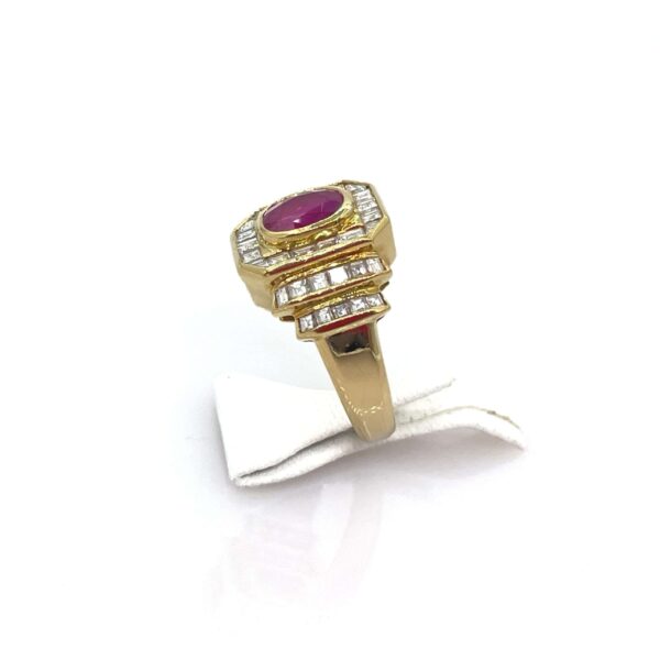 Bague rubis diamants princesse or 18 carats occasion