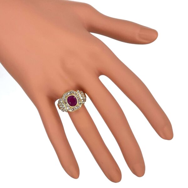 Bague rubis diamants princesse or 18 carats occasion