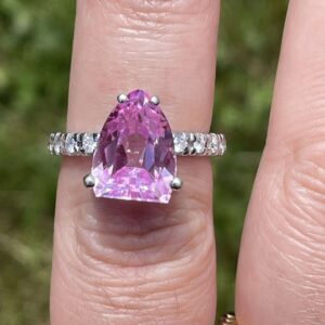 Alliance diamants Topaze rose en or 18 carats