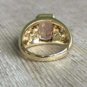 Bague tourmaline rose diamants en or 18 carats d’occasion