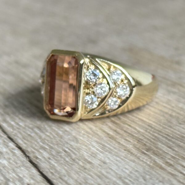 Bague Tourmaline rose diamants or 18 carats occasion