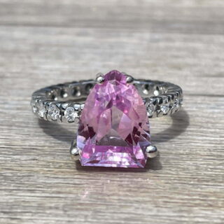Alliance diamants Topaze rose en or 18 carats