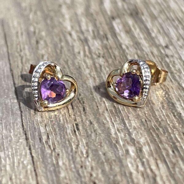 Puces d’oreilles amethystes or 18 carats occasion