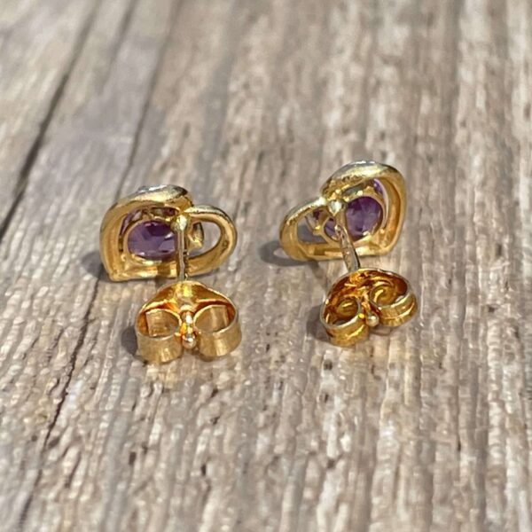 Puces d’oreilles amethystes or 18 carats occasion