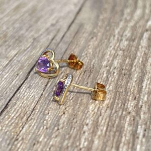 Puces d’oreilles amethystes en or 18 carats d’occasion
