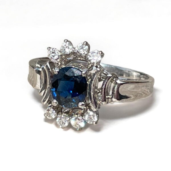 Bague Marguerite saphir diamants or 18 carats occasion