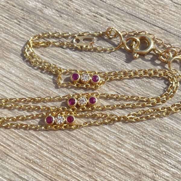 Bracelet chaine rubis et diamants or 18 carats occasion