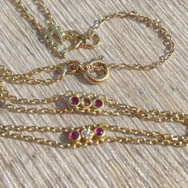 Bracelet chaine rubis et diamants or 18 carats occasion