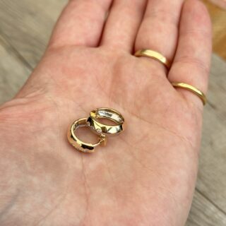 Créoles bicolores diamants en or 18 carats d’occasion