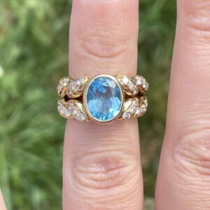 Bague topaze diamants en or 18 carats d’occasion