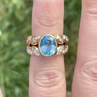 Bague topaze diamants en or 18 carats d&rsquo;occasion