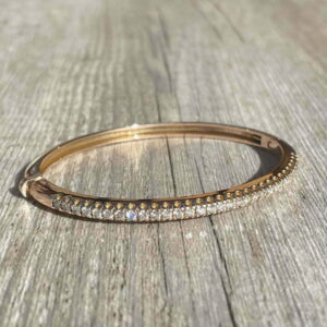 Bracelet jonc diamants en or rose 18 carats d’occasion