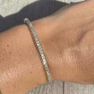 Bracelet jonc diamants en or rose 18 carats d’occasion