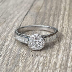 Bague diamants taille marquise en or 18 carats d’occasion