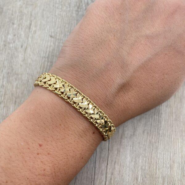 Bracelet or 18 carats occasion Gourmette maille fantaisie