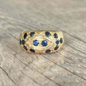 Bague jonc saphirs en or 18 carats d’occasion