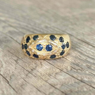 Bague jonc saphirs en or 18 carats d’occasion