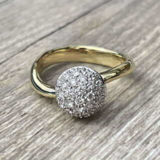 Bague boule diamantée en or 18 carats d&rsquo;occasion