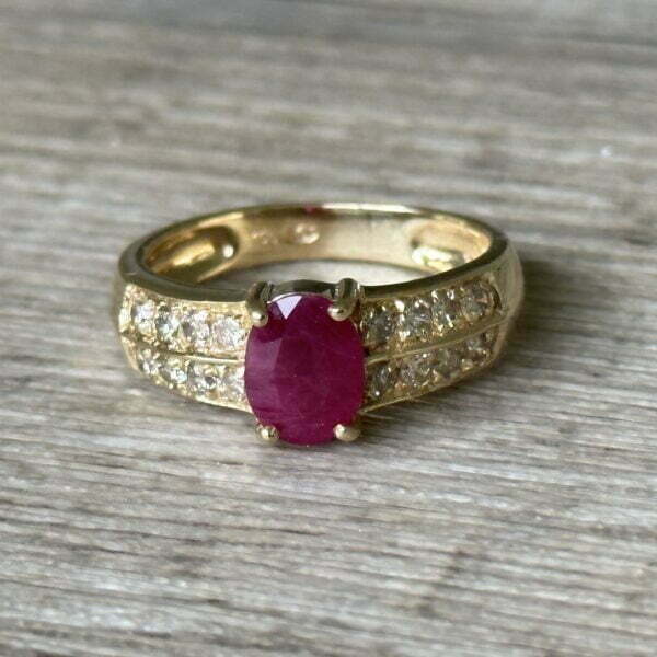 bague rubis diamants or 18 carats occasion