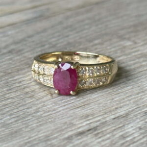 Bague rubis diamants en or 18 carats d’occasion