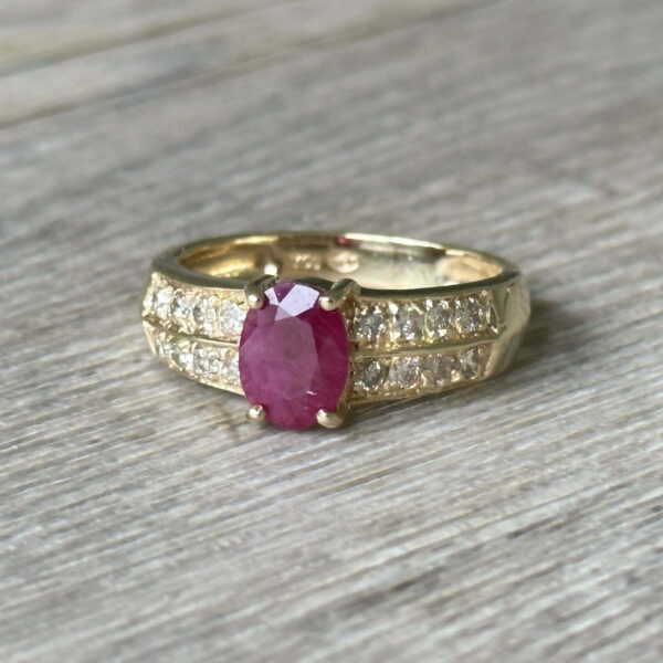 bague rubis diamants or 18 carats occasion