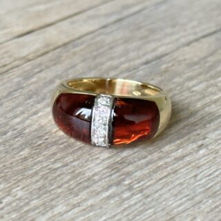 Bague grenats diamants en or 18 carats d’occasion