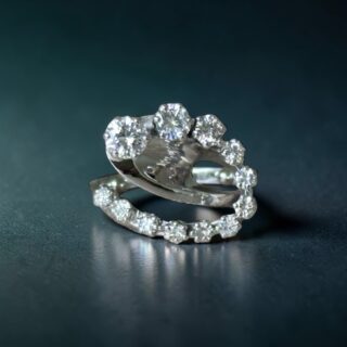 Bague diamants serpentine or blanc 18 carats 1.20 carat