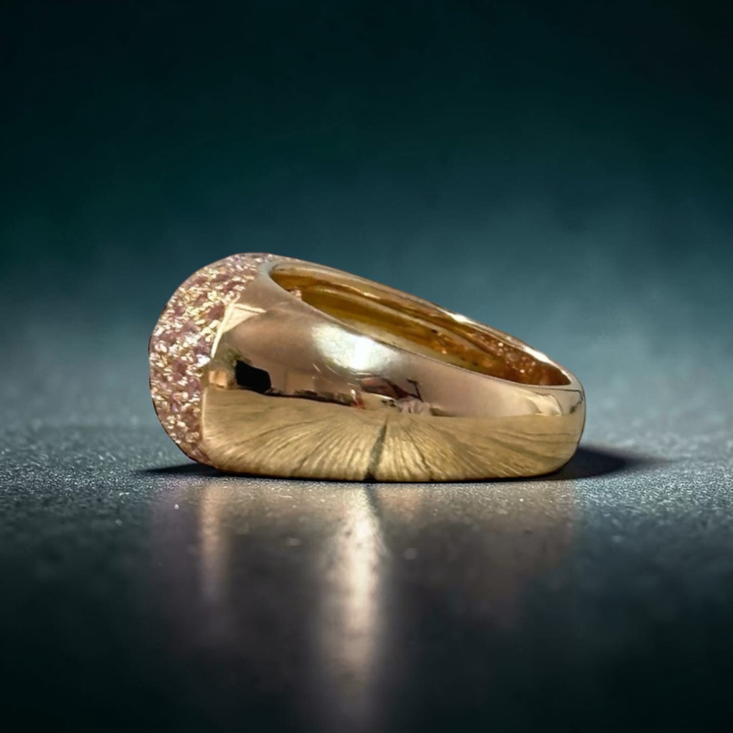 Bague dôme or rose 18 carats diamant 0.50 ct pavage saphirs roses | Des Bijoux en Or Bague dôme or rose 18 carats diamant 0.50 ct pavage saphirs roses – Image 7