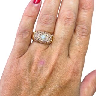 Bague dôme saphirs roses diamant en or 18 carats d’occasion