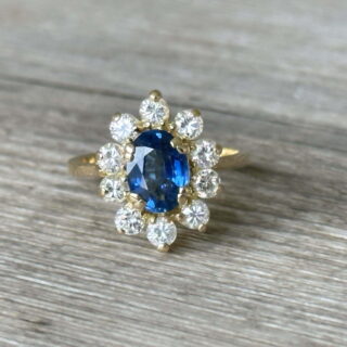 Marguerite saphir diamants en or 18 carats d&rsquo;occasion
